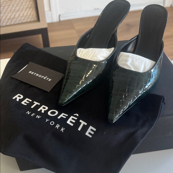 NIB-Retrofete Made in Italy Francesca Pine Kitten Mules - Picture 2 of 13